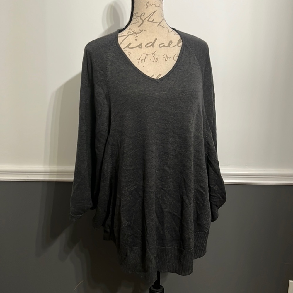 Joan Vass Studio Medium Cover Up Poncho Style Short Sleeve Soft Large fit Loose